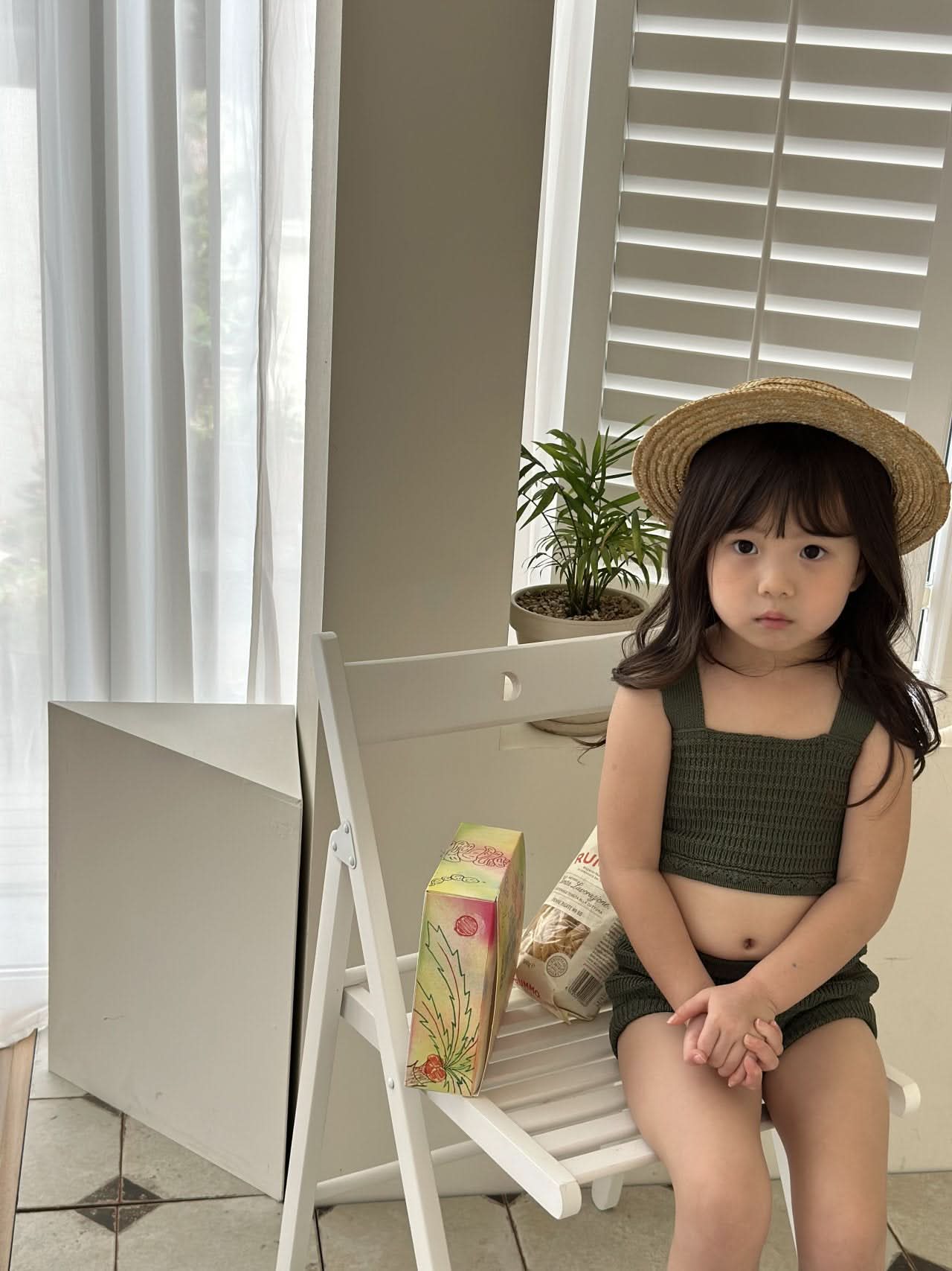 Toddler Knit Bikini Top and Bottom 2 Piece Set (2 - 5y) - Olive kids outfit