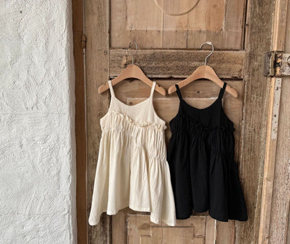 Toddler LaCamel Frill Trim Sleeveless Dress (1 - 6y) - Ivory kids outfit