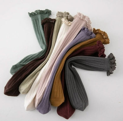 Toddler Lace Trim Ribbed Socks (1 - 12y) - 9 Colors kids outfit