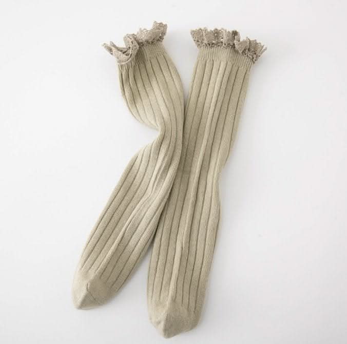 Toddler Lace Trim Ribbed Socks (1 - 12y) - 9 Colors kids outfit