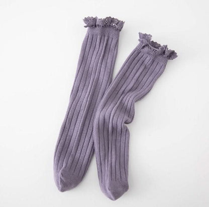 Toddler Lace Trim Ribbed Socks (1 - 12y) - 9 Colors kids outfit