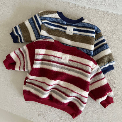 Toddler Lala FW25 Cozy Stripe Sweatshirt (1 - 6y) - 2 Colors kids outfit
