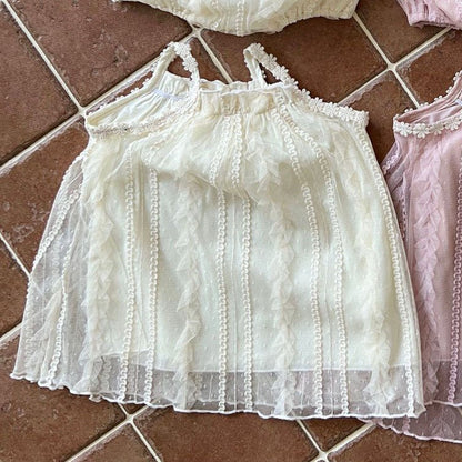 Toddler Lala SS25 Flower Strap Lace Bubble Dress (1 - 6y) - 2 Colors kids outfit