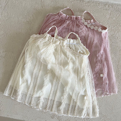 Toddler Lala SS25 Flower Strap Lace Bubble Dress (1 - 6y) - 2 Colors kids outfit