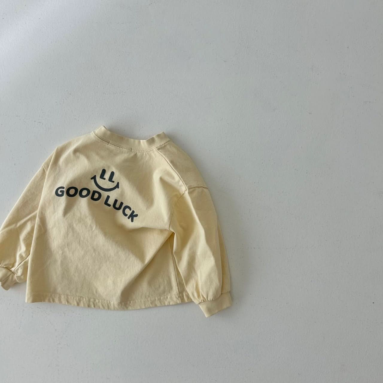 Toddler Land S24 Long Sleeve 'GOOD LUCK' Tee (4m - 6y) - 4 Colors kids outfit