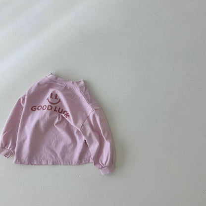 Toddler Land S24 Long Sleeve 'GOOD LUCK' Tee (4m - 6y) - 4 Colors kids outfit