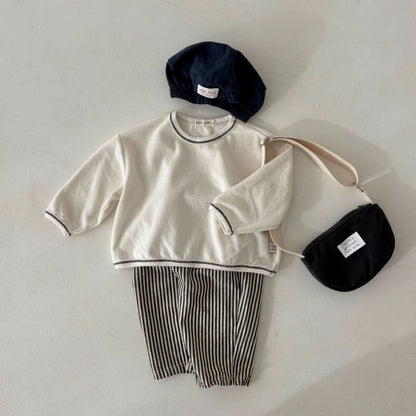 Toddler Land S25 Contrast Stitch Long Sleeve Top (1 - 6y) - 3 Colors kids outfit
