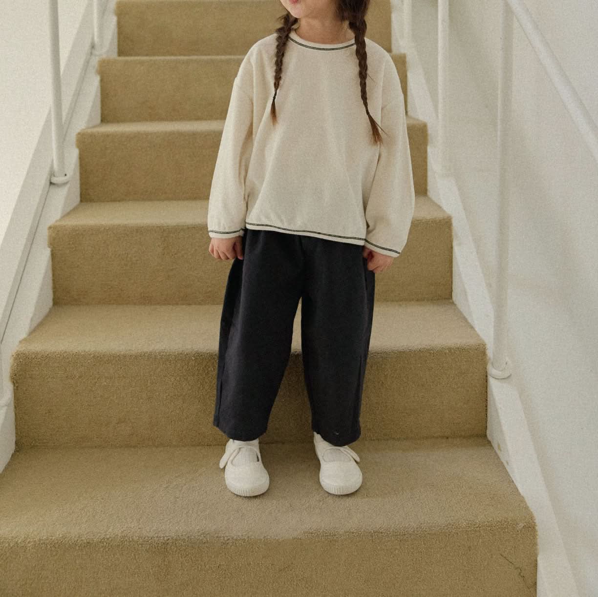 Toddler Land S25 Contrast Stitch Long Sleeve Top (1 - 6y) - 3 Colors kids outfit