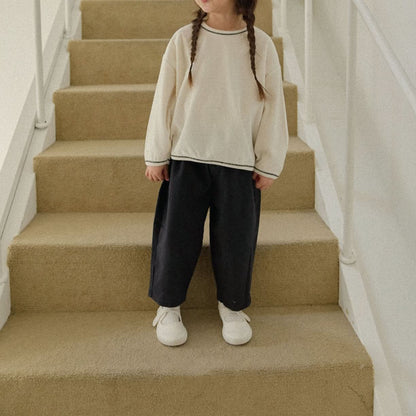 Toddler Land S25 Contrast Stitch Long Sleeve Top (1 - 6y) - 3 Colors kids outfit