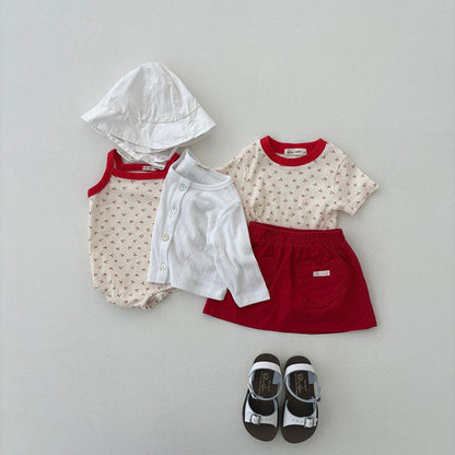 Toddler Land SS26 Heart Pocket Skort (1 - 6y) - Red - AT NOON STORE