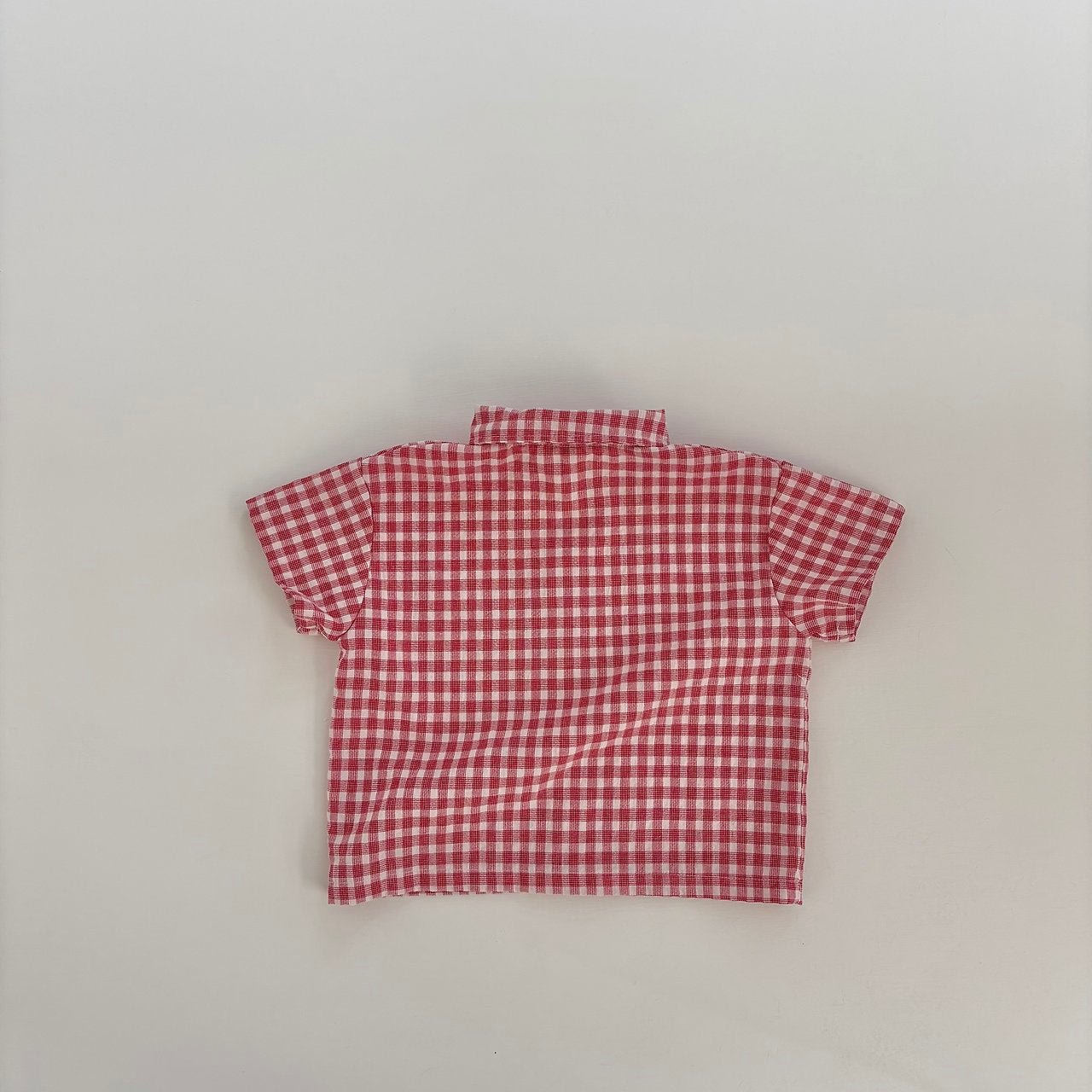 Toddler Land SS26 Peter Pan Collar Plaid Short Sleeve Shirt (1 - 6y) - Red - AT NOON STORE