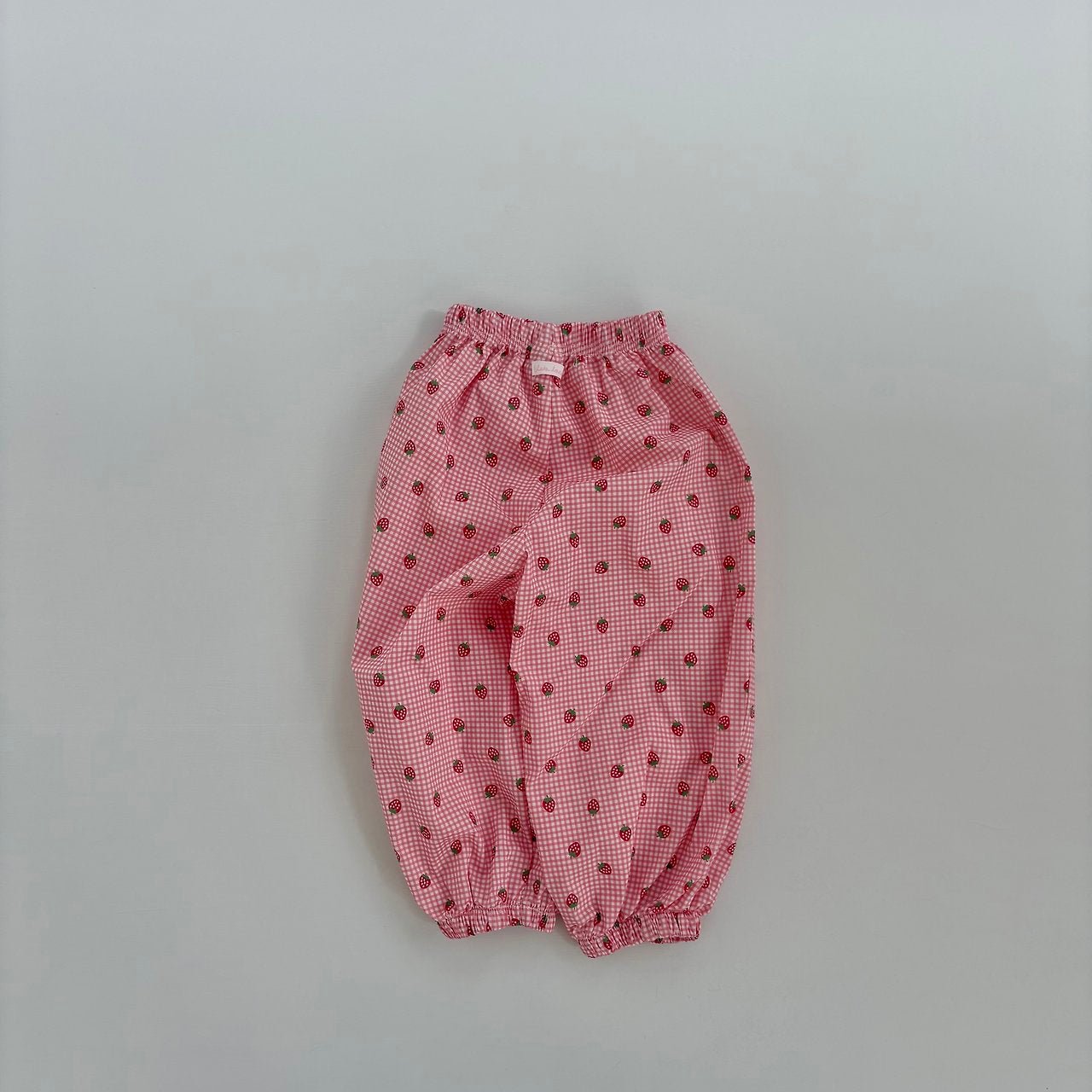Toddler Land SS26 Strawberry Gingham Jogger Pants (1 - 6y) - Red - AT NOON STORE