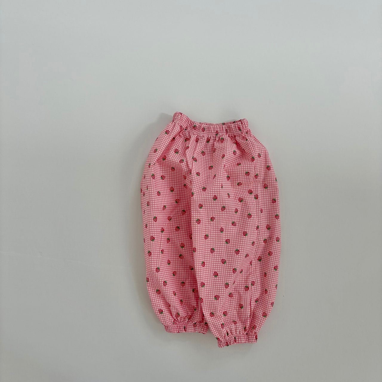 Toddler Land SS26 Strawberry Gingham Jogger Pants (1 - 6y) - Red - AT NOON STORE