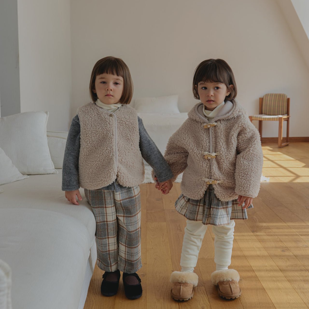 Toddler Land W25 Sherpa Duffle Hooded Jacket (1 - 6y) - 2 Colors kids outfit