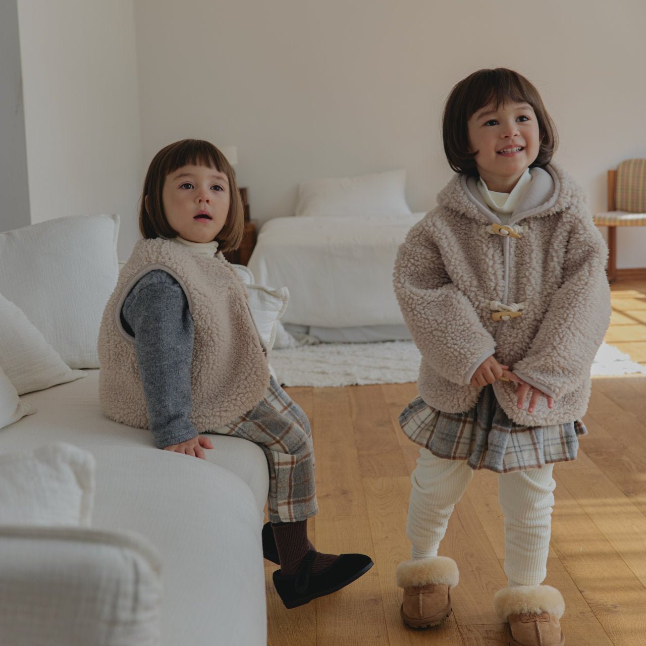 Toddler Land W25 Sherpa Duffle Hooded Jacket (1 - 6y) - 2 Colors kids outfit