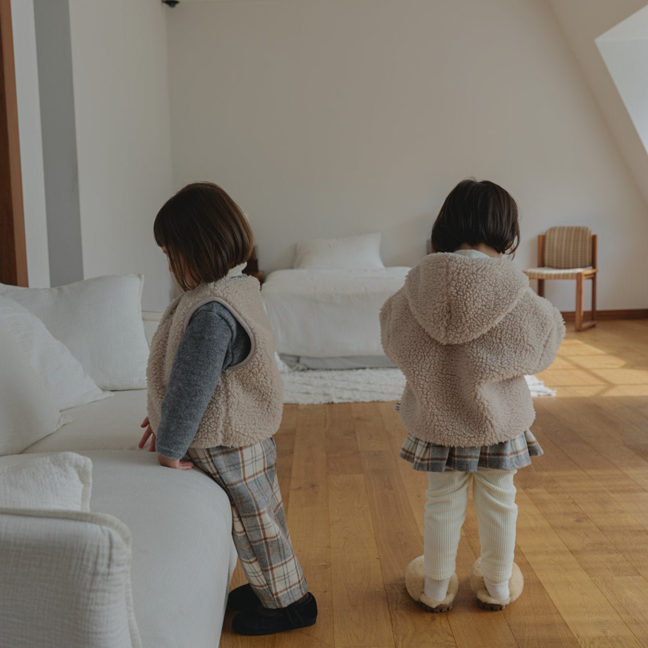 Toddler Land W25 Sherpa Duffle Hooded Jacket (1 - 6y) - 2 Colors kids outfit