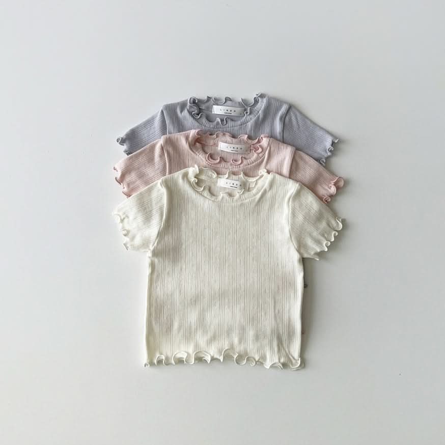 Toddler Lettuce Edge Short Sleeve Top (1-5y) - 2 Colors kids outfit