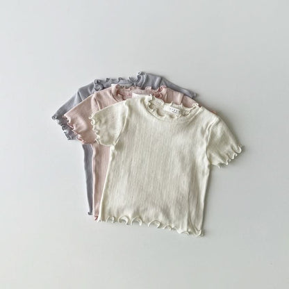 Toddler Lettuce Edge Short Sleeve Top (1-5y) - 2 Colors kids outfit