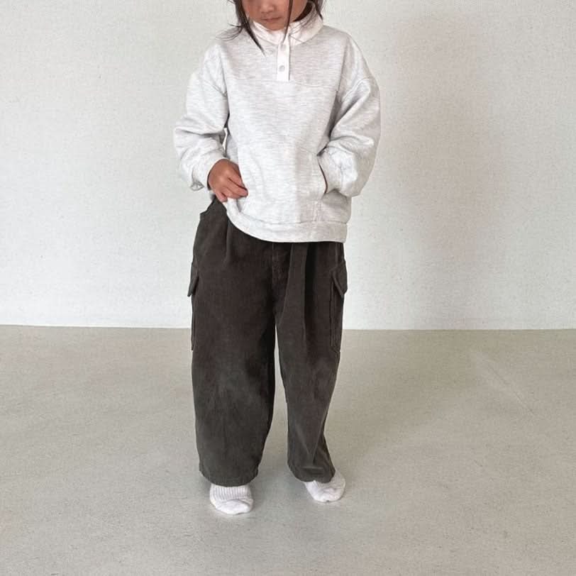 Toddler Long Sleeve Hight Neck Button Sweatshirt (1 - 6y) - 2 Colors kids outfit