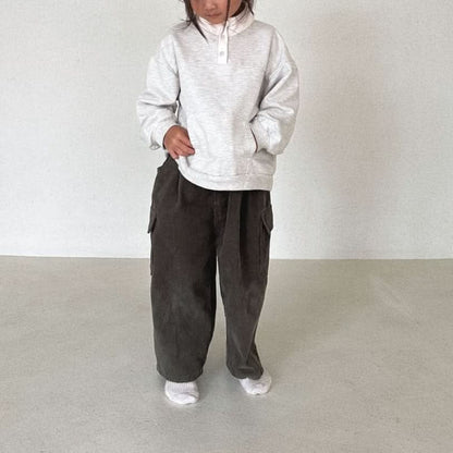 Toddler Long Sleeve Hight Neck Button Sweatshirt (1 - 6y) - 2 Colors kids outfit