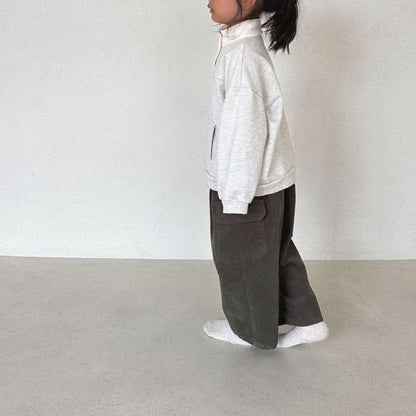 Toddler Long Sleeve Hight Neck Button Sweatshirt (1 - 6y) - 2 Colors kids outfit
