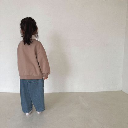Toddler Long Sleeve Hight Neck Button Sweatshirt (1 - 6y) - 2 Colors kids outfit