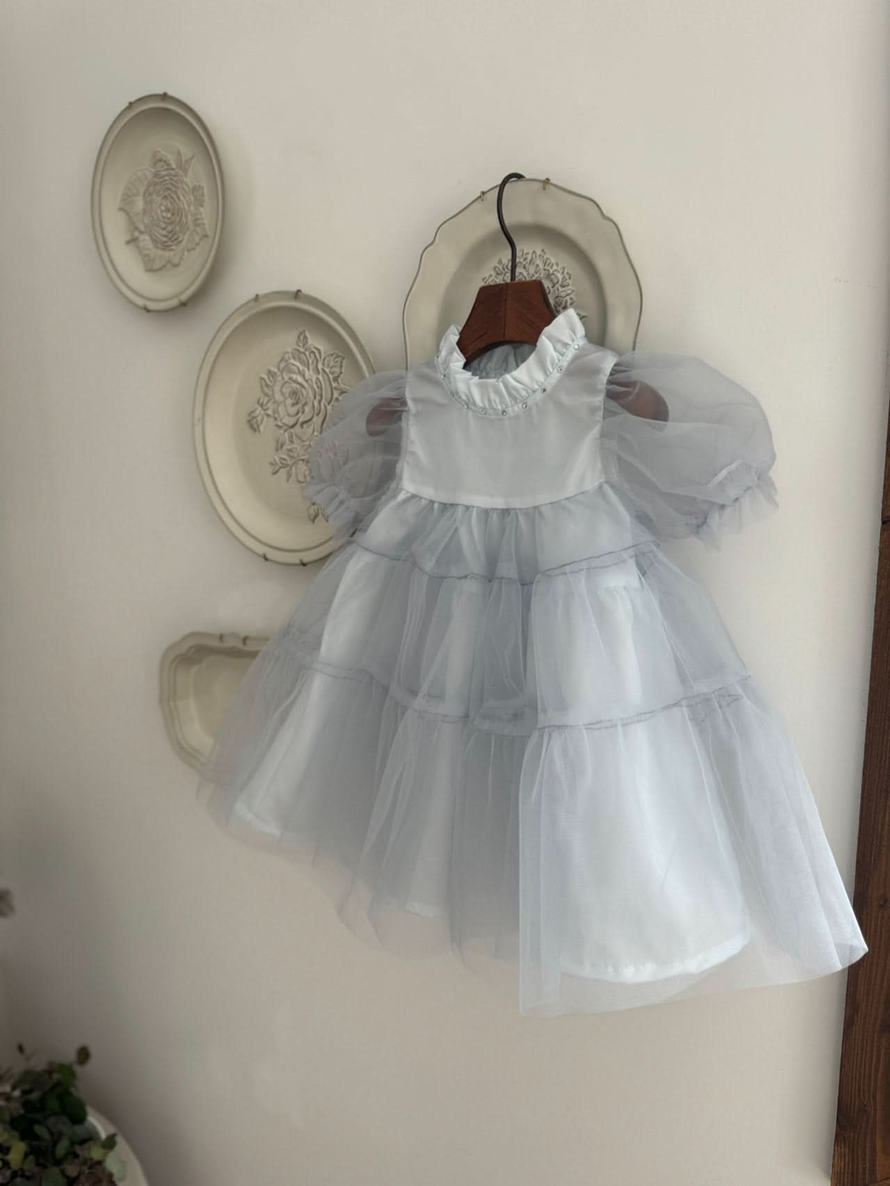 Toddler Marron Short Puff Sleeve Organza Dress (8m - 6y) - 2 Colors kids outfit