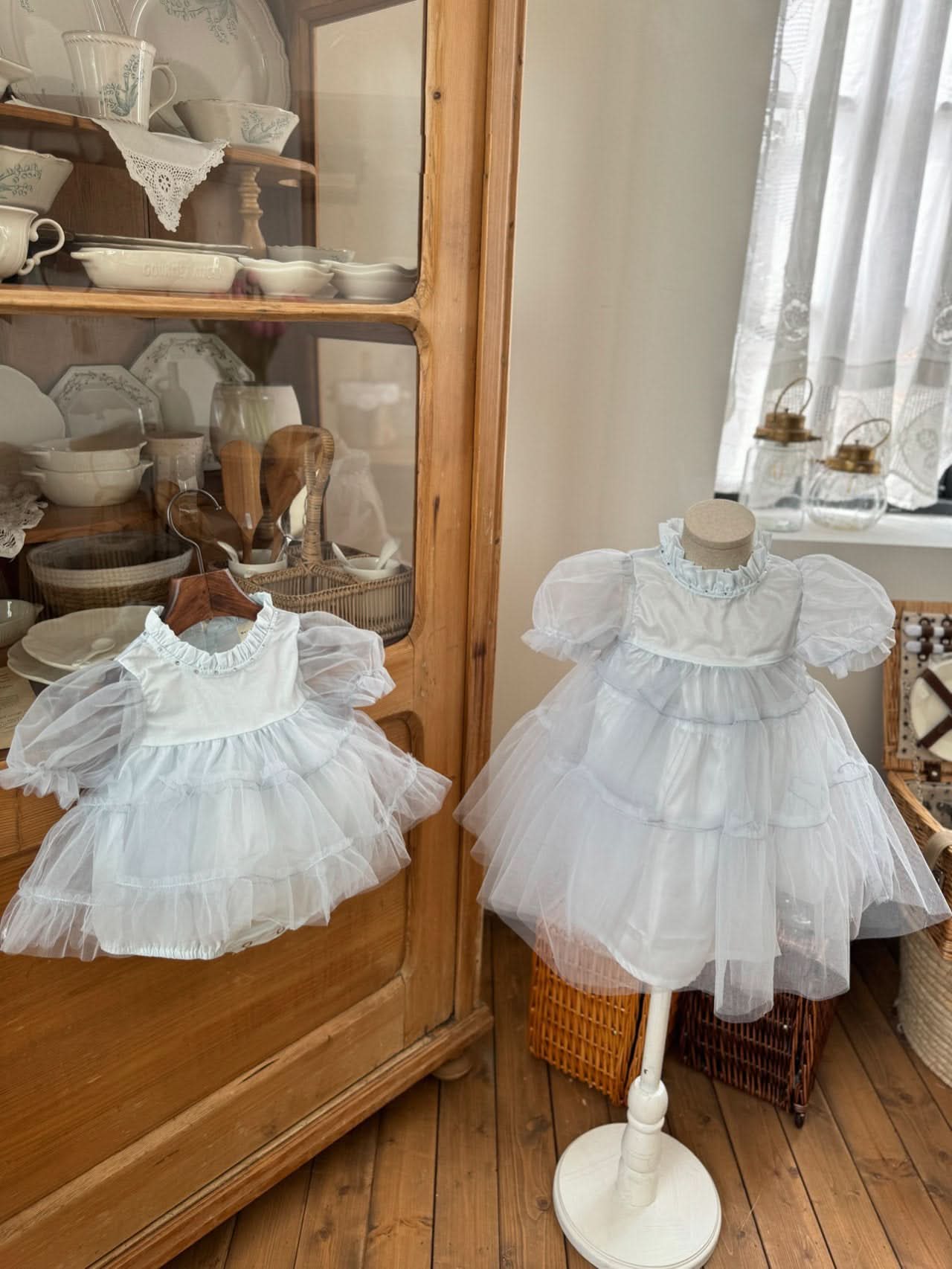 Toddler Marron Short Puff Sleeve Organza Dress (8m - 6y) - 2 Colors kids outfit