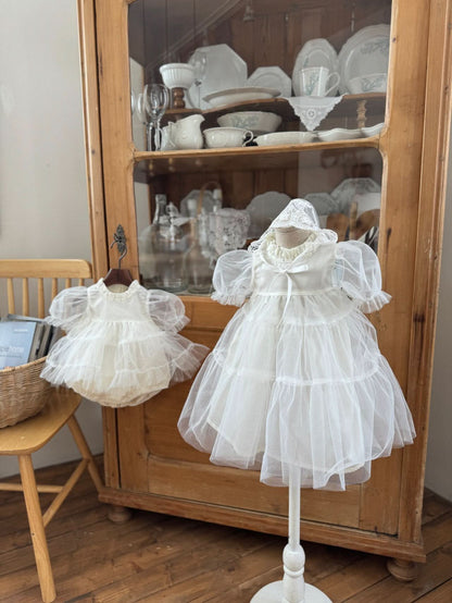 Toddler Marron Short Puff Sleeve Organza Dress (8m - 6y) - 2 Colors kids outfit