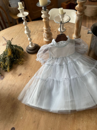 Toddler Marron Short Puff Sleeve Organza Dress (8m - 6y) - 2 Colors kids outfit