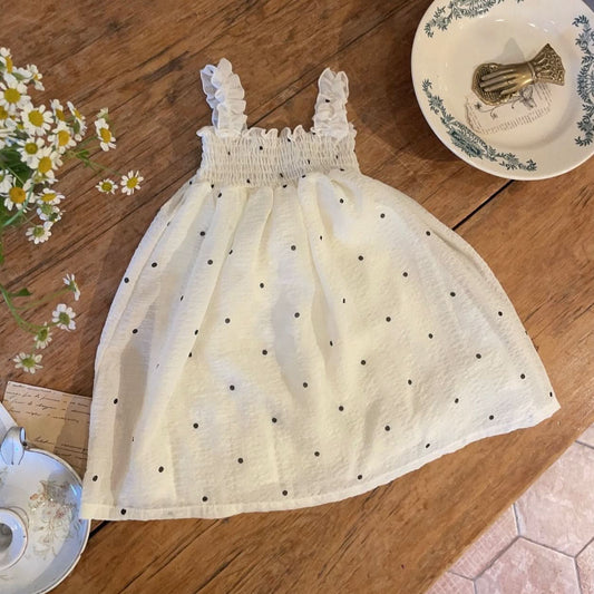Toddler Marron Smocked Sleeveless Dress (3m - 5y) - Polka Dot kids outfit