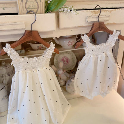 Toddler Marron Smocked Sleeveless Dress (3m - 5y) - Polka Dot kids outfit