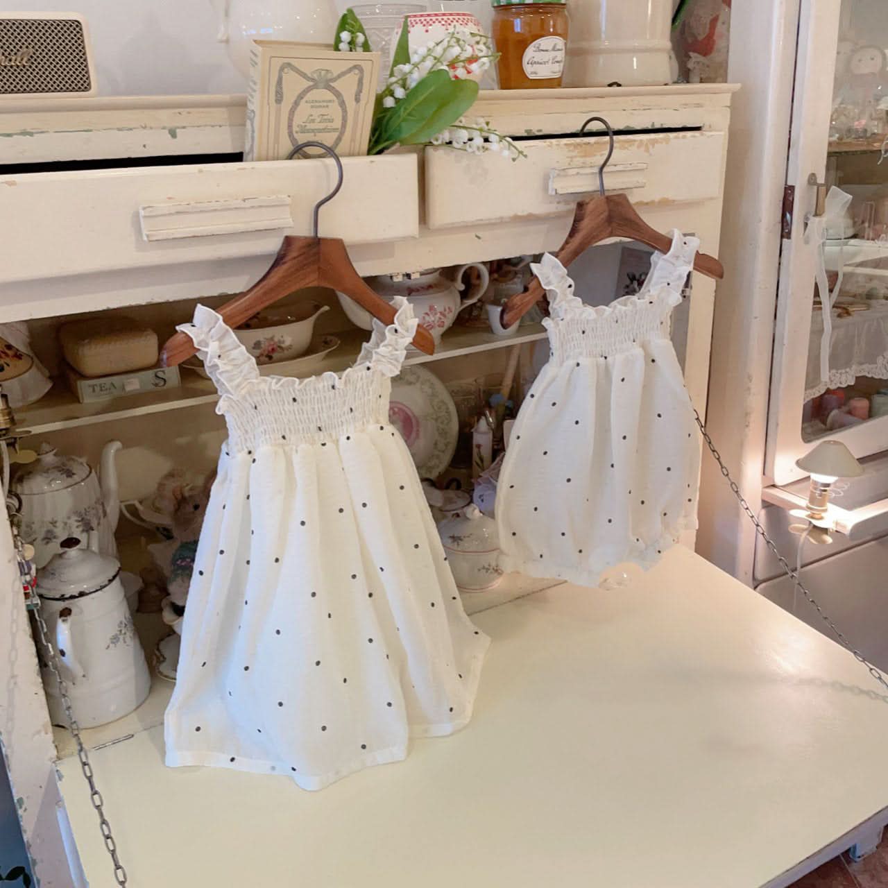 Toddler Marron Smocked Sleeveless Dress (3m - 5y) - Polka Dot kids outfit