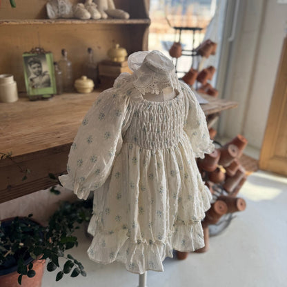 Toddler Marron SP26 Floral Puff Sleeve Smocked Bodice Dress (8m - 6y) - Blue Floral - AT NOON STORE