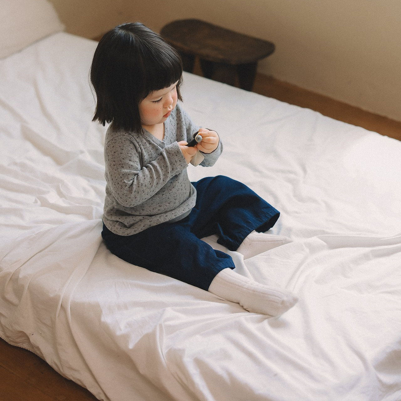 Toddler Mel F26 Wide Leg Denim Pants (1-8y) - Dark Blue kids outfit