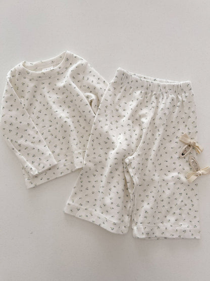 Toddler Mel SP26 Floral Pointelle Long Sleeve Tee and Wide Pants Set (1 - 8y) - 2 Colors - AT NOON STORE