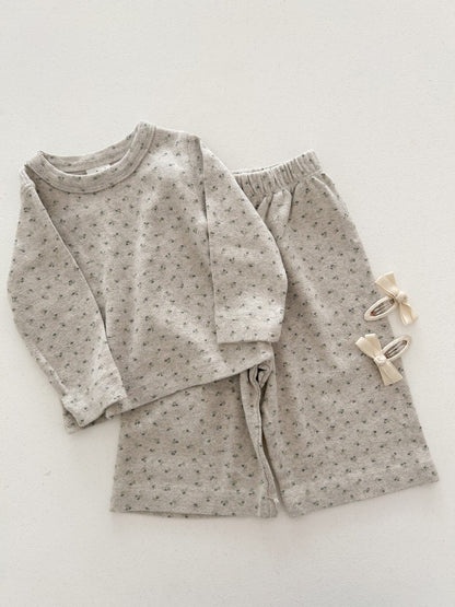 Toddler Mel SP26 Floral Pointelle Long Sleeve Tee and Wide Pants Set (1 - 8y) - 2 Colors - AT NOON STORE