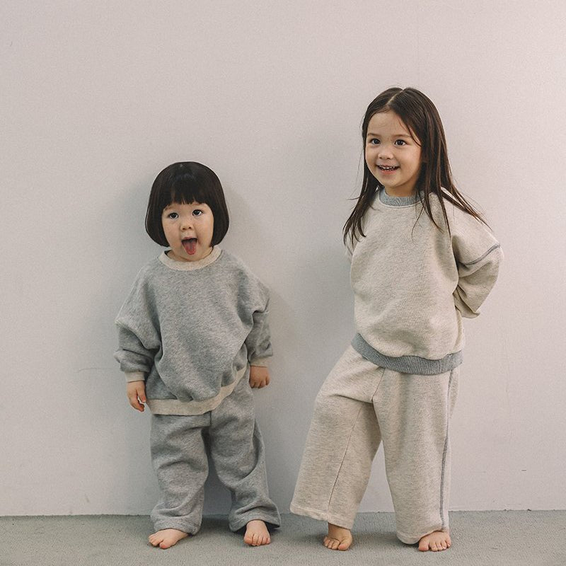 Toddler Mel SP26 Stitch Detail Long Sleeve Sweatshirt and Pull - On Pants Set (1 - 8y) - 2 Colors - AT NOON STORE