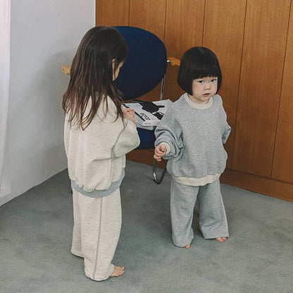Toddler Mel SP26 Stitch Detail Long Sleeve Sweatshirt and Pull - On Pants Set (1 - 8y) - 2 Colors - AT NOON STORE