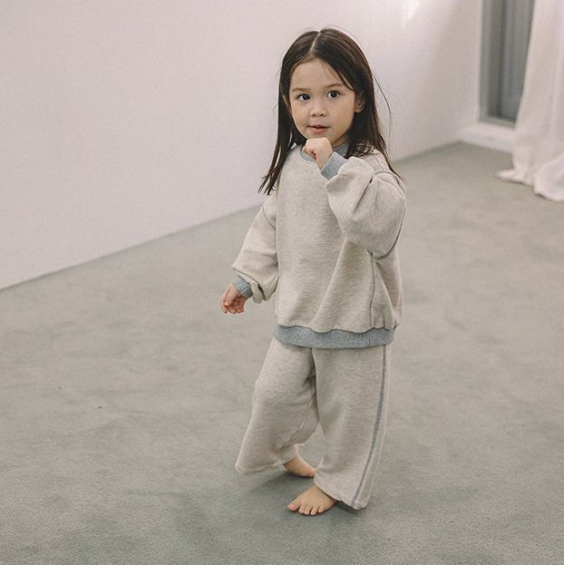 Toddler Mel SP26 Stitch Detail Long Sleeve Sweatshirt and Pull - On Pants Set (1 - 8y) - 2 Colors - AT NOON STORE