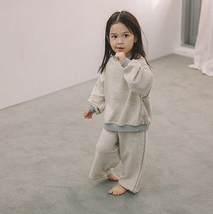 Toddler Mel SP26 Stitch Detail Long Sleeve Sweatshirt and Pull - On Pants Set (1 - 8y) - 2 Colors - AT NOON STORE