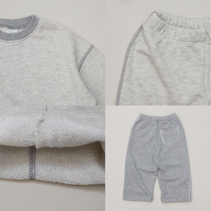 Toddler Mel SP26 Stitch Detail Long Sleeve Sweatshirt and Pull - On Pants Set (1 - 8y) - 2 Colors - AT NOON STORE