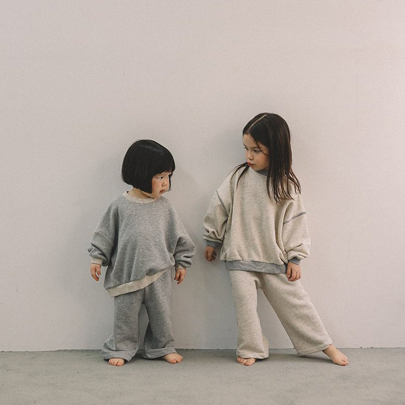 Toddler Mel SP26 Stitch Detail Long Sleeve Sweatshirt and Pull - On Pants Set (1 - 8y) - 2 Colors - AT NOON STORE