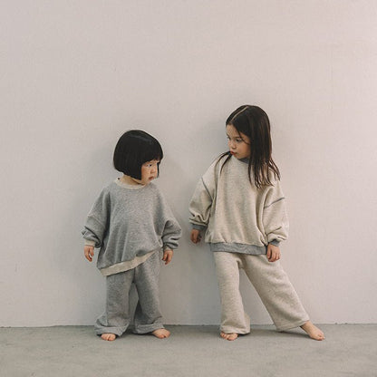Toddler Mel SP26 Stitch Detail Long Sleeve Sweatshirt and Pull - On Pants Set (1 - 8y) - 2 Colors - AT NOON STORE