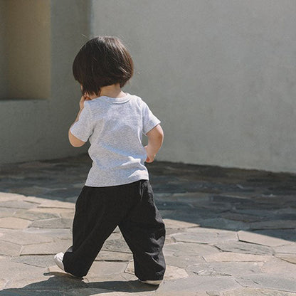 Toddler Mel SS26 Linen Blended Hip Pocket Pull - on Pants (1 - 8y) - Charcoal kids outfit