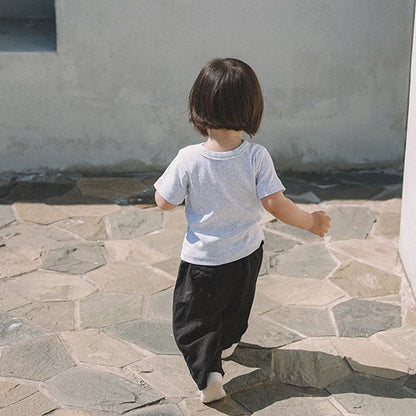 Toddler Mel SS26 Linen Blended Hip Pocket Pull - on Pants (1 - 8y) - Charcoal kids outfit
