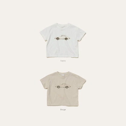 Toddler Mel SS26 Old Car Loose Fit Short Sleeve Top (1 - 8y) - 2 Colors kids outfit