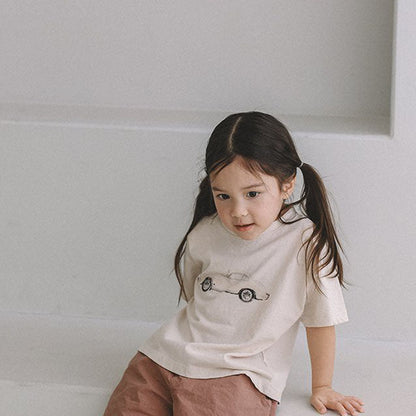 Toddler Mel SS26 Old Car Loose Fit Short Sleeve Top (1 - 8y) - 2 Colors kids outfit