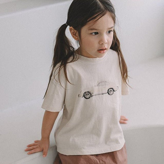 Toddler Mel SS26 Old Car Loose Fit Short Sleeve Top (1 - 8y) - 2 Colors kids outfit