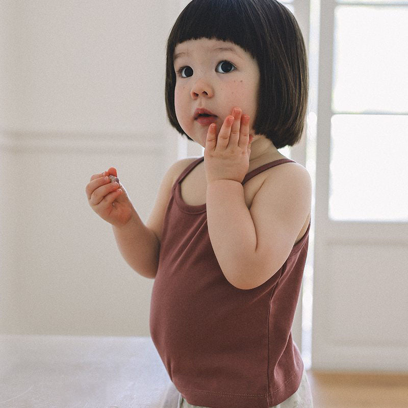 Toddler Mel SS26 Ribbed Noodle Strap Tank Top (1 - 8y) - 4 Colors kids outfit
